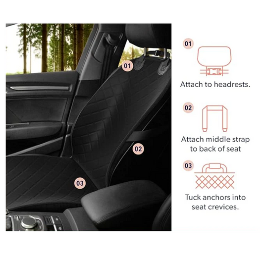 Front Dog Car Seat Cover for SUV, Trucks, Sedans. Waterproof Car Seat Covers for Dogs Front Seats Only. Car Seat Protector for Dogs- Black