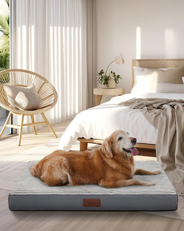 Loya Crafts Dog Bed for Dogs, Bed with Egg Crate Foam Support and Non-Slip Bottom, Waterproof and Machine Washable Removable Pet Bed Cover