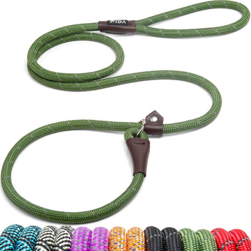 Loya Crafts Durable Slip Lead , 6 FT x 1/2" Heavy Duty Loop Leash, Comfortable Strong Rope Leash for Large, Medium Dogs, No Pull Pet Training Leash with Highly Reflective, Green