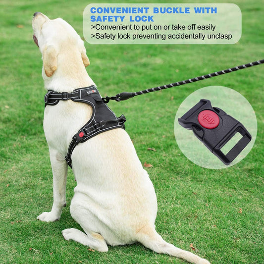 Loya Crafts Pull Dog Harness Adjustable, Reflective Oxford, Easy Control, with a Leash