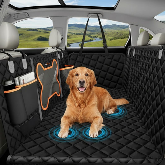 Dog Car Backseat Cover Bone Style Mesh, Waterproof Car Hammock - Travel Essential